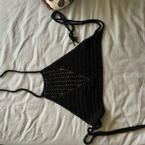 Black crochet tank top